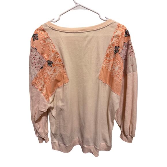 Free People We The Free Feelin It Pink Patchwork Slouchy Long Sleeve Top Small - Picture 6 of 10